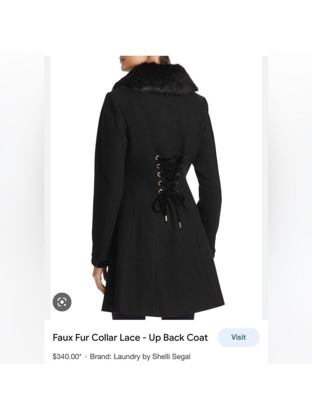 FAUX-FUR-COLLAR Back-Corset Coat - Picture 5 of 5
